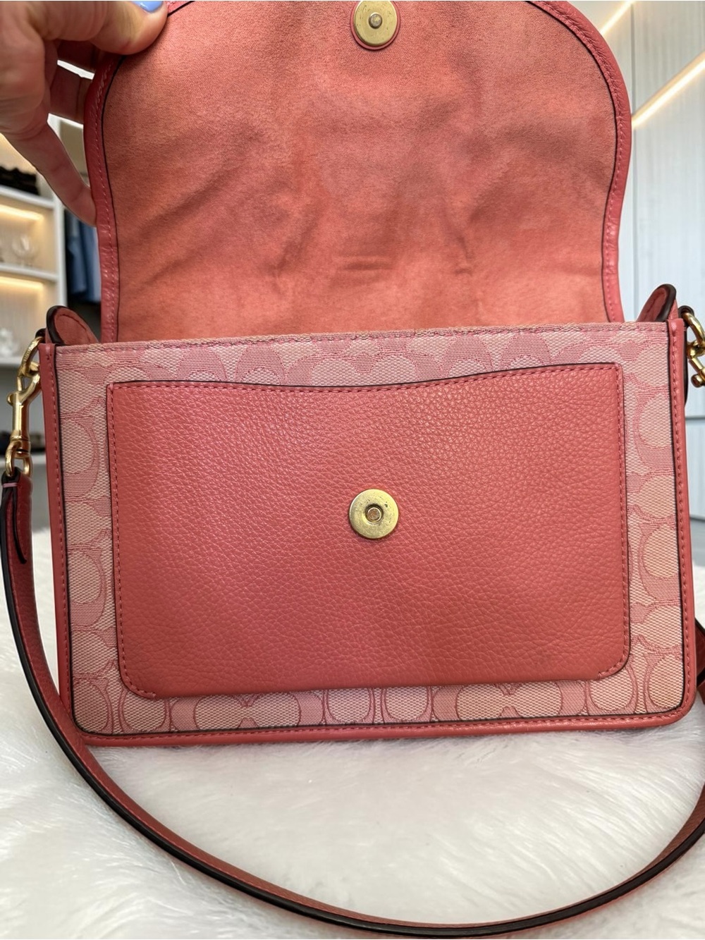 Coach Lonnie Crossbody Bag in Pink Signature Jacquard C8307 - Picture 10 of 13